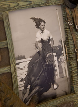 Photo of Joan Monteillet Riding Her Horse At 13 Years Old