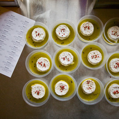 reparing Provencal, a Soft Cheese with Rosemary. Photo by Steve Scardina