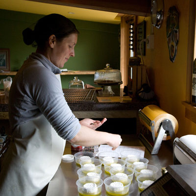 Preparing Provencal, a Soft Cheese with Rosemary. Photo by Steve Scardina