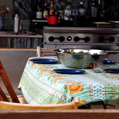 Photo of Outdoor Kitchen with Table Set for Dinner - Photo by Cameron Riley (Pastry Ninja Photography)