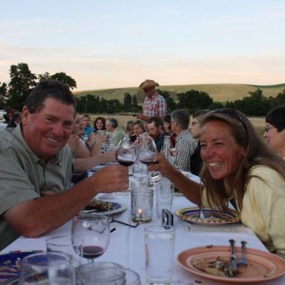 photo of the winemakers, Rulo Winery—2011 Outstanding in the Field Dinner—photo by The Farm Chicks